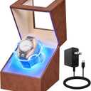 ANWBROAD Watch Winder for Automatic Watches, Quiet Motor Flexible Watch Pillows, 4 Modes Automatic Watch Winder box, Rotating Watch Case with Battery or Type-C Adapter Brown UJWW006Z