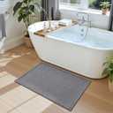 DEXI Bathroom Rugs 24x36, Non Slip Washable Bath Mat, Absorbent Chenille Bathmat, Ultra Soft Thick Carpet for Tub Shower Floor, Grey