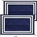 9'x 12' Outdoor Rug,Waterproof Reversible Patio Rugs,9x12 ft Plastic Straw Outdoor Carpet Foldable Plastic Camping Mat for Outside RV, Patio,Picnic,Camper,Balcony,Porch(Navy Blue &White)