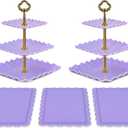 NWK 5 Piece Cake Stand Set with 2 x Large 3Tier Cupcake Stands, 3 x Appetizer Trays, Perfect for Hosting Wedding Birthday Baby Bridal Shower Tea Party Decorations (Purple)