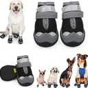 Dog Shoes for Hot Pavement,Dog Boots & Paw Protectors for Large Medium Size Dogs to Prevent Licking,Dog Booties with Reflective for Outdoor,Hiking,Hardwood Floors,Winter Snow(Black Grey,Size3) (Size 3: width 2.0'')