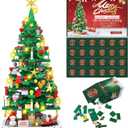 Advent Calendar 2025 Christmas Tree Building Toy Set with LED light, Christmas Countdown Calendar, 24 Days Building Block for Kids Adult Creative Gifts for Adults Teens Girls Ages 8+
