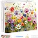 EOBROMD Framed Paint by Numbers Kits for Adults Wild Flowers, DIY Painting Kits for Adults Beginner, Painting on Stretched Canvas Oil Paint by Numbers for Home Decor Gift 16x12inch