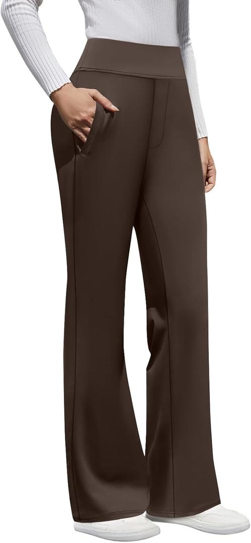 DLOODA Womens High Waist Dress Pants Business Casual Work Pants Stretchy Bootcut Pull On Slacks Office Trousers with Pockets L