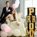 Queekay 8 Pcs Prom Column Standup Photo Booth Decorations 2026 Prom Backdrop Balloon Boxes Cardboard Decoration Column for Party College, 11.8 x 44.9 Inch(Gold, Black)