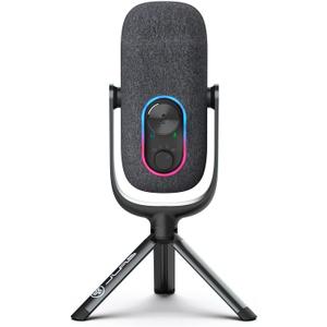 JLab Epic Talk USB Gaming Streaming Microphone, White, USB-C Output, Cardioid, Omni, Stereo, Bi-Directional, 192k Sample Rate, Volume Control, Gain Control, and Quick Mute, 3.5mm AUX, Plug and Play