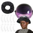 Fiwochic Hair Dryer Heat Shield with 10 Disposable Plastic Hoods, Black