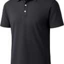 Boladeci Men's Golf Polo Shirts Short Sleeve Performance Quick Dry Breathable Work Business Casual Shirts (Black, L)