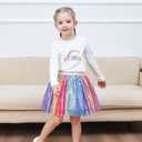 Sunny Fashion Girls Skirt Tutu Rainbow Multicolor Ballet Dancing Party Size 2-10