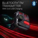Monster Bluetooth FM Transmitter for Car Cigarette Lighter, Bass Boost, Track Back/Forward, Volume, Play/Answer Buttons, Micro SD Card Slot, Microphone, 2 USB Chargers, Google Voice & Siri Compatible