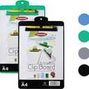 Yosogo A4/Letter Size Plastic Clipboard 2 Pack with Handy Pen Holder & Bonus Pen Holds up to 40 Sheets Durable Plastic Writing, Office, Stationary, School Supplies Set