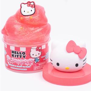 Hello Kitty SLIMYGLOOP Jar - 8 oz Red & White Cotton Candy Scented Slime With Beads & Charm - Sanrio Stuff for Kids