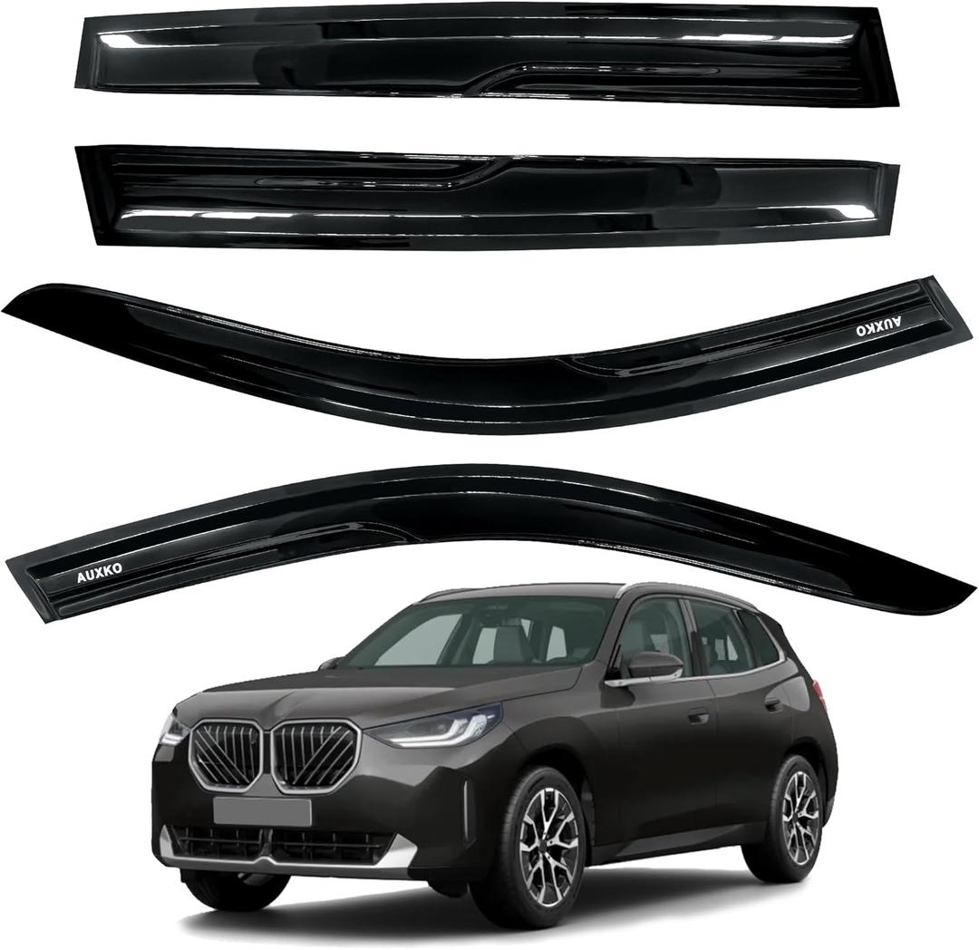 AUXKO Rain Guards for BMW X3 2018-2024 2025, 4Pcs Window Vent Visors Accessories - Tape-On Rain Guard Window Visor for BMW X3, Easy Install Car Side Window Wind Deflectors & Visors Smoke Black