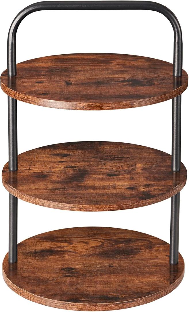 Cupcake Stand, Tower-Style for 50 Cupcakes - Large 3-Tier Dessert Table Display & Serving Tray Set, Tiered MDF Cake Stand for Wedding Birthday Baby Shower (1 Pack) (Brown)