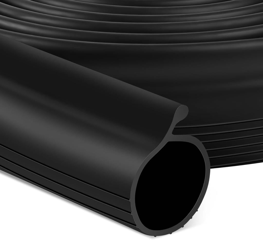 20 FT Garage Door Bottom Seal Rubber 0.19" P Bulb Bottom Garage Weather Stripping for Single Channel, Flexible Weatherproof Replacement Strip Seal Fits 20FT Wide, Black