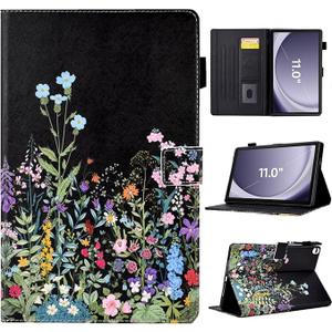 Case for Samsung Galaxy Tab A9+/A9 Plus 11 inch 2023 2024(SM-X210/X216/X218),PU Leather Multi Angle Stand Cover Slim Folio Protective Case for Tablet Tab A9 Plus, Auto Wake/Sleep,Flowers