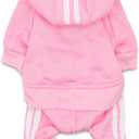 MeowWow Small Puppy Dog Hoodie Puppy Clothes Sweater 4 Legs Dogs Jumpsuit Fleece Sweatshirt Pet Outfit Girl Winter Clothes Cotton Pet Hoodies for Small Medium Dogs (Large (Check Size Chart), Pink-V1)