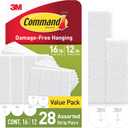 Command 15 lb & 10 lb Large and Medium Picture Hanging Strips 28 Assorted Pairs (56 Command Strips), Damage-Free Hanging Picture Hangers, Great for Home Decor, White Adhesive