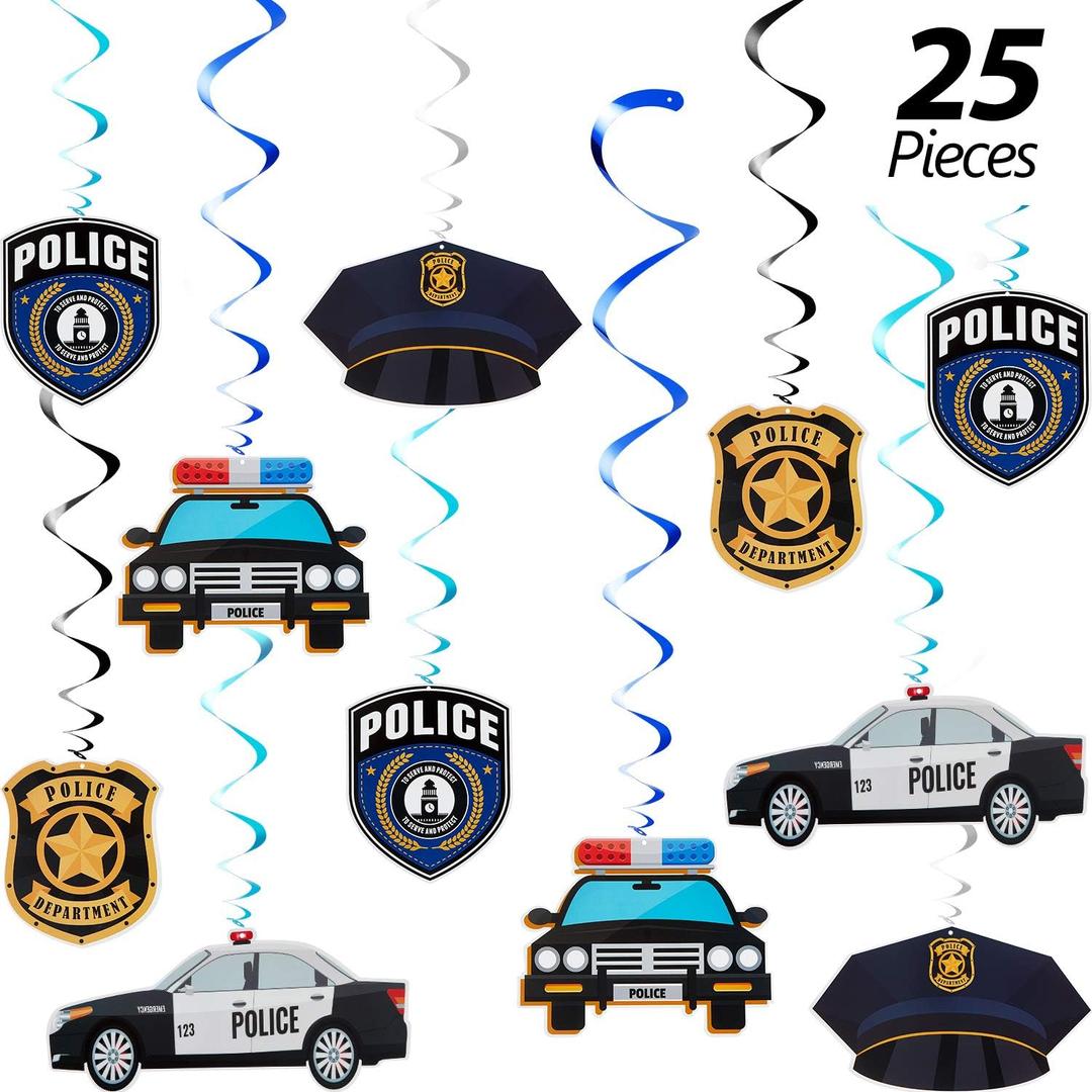 Sumind 25 Pcs Police Party Decorations Birthday Party Hanging Swirls Police Academy Graduation Gifts Hanging Decor Spirals Swirls