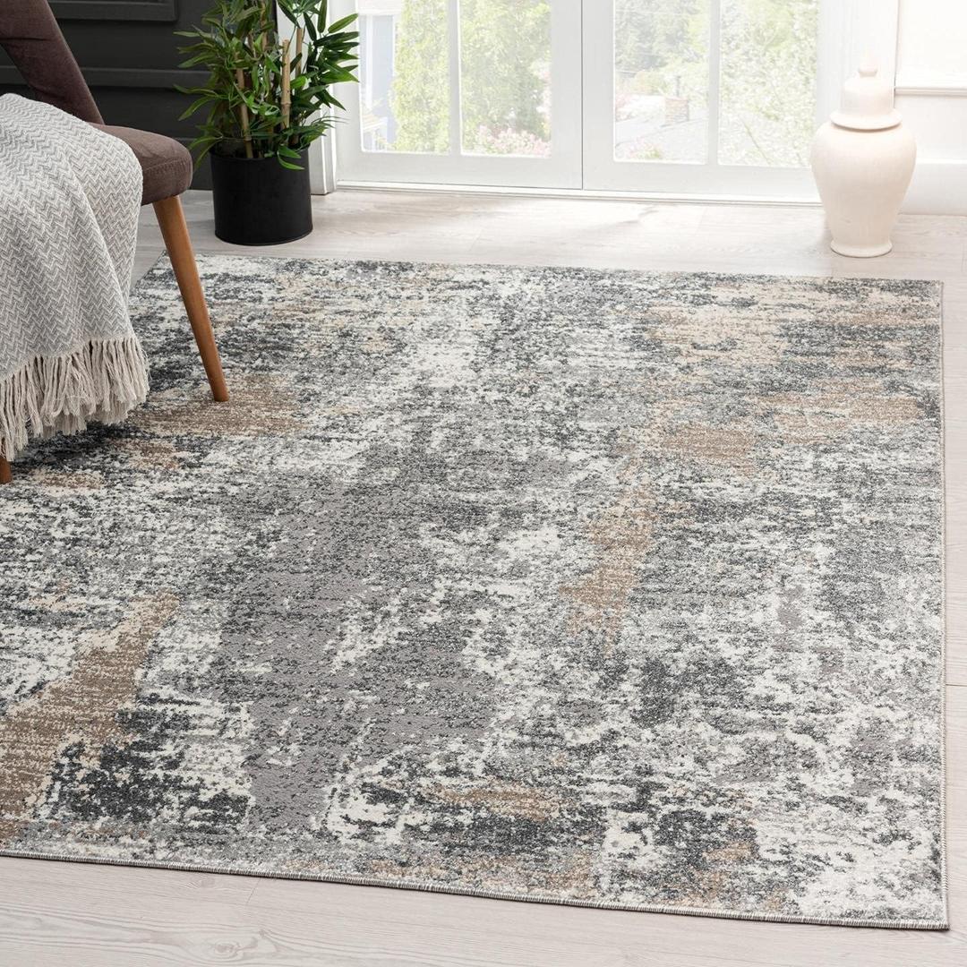 LUXE WEAVERS Euston Collection 7679 Grey 4x5 Abstract Area Rug