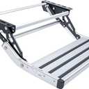 RV Steps, 1-Step, Manual Retractable RV Steps, 400 LBS Load Capacity, Foldable Aluminum Alloy Camper Steps, Thickened Steel Plate Trailer Steps, Non-Slip Design, Ideal for RV, Trailer, Camper (Silver)