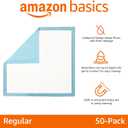 Amazon Basics Heavy Duty Dog and Puppy Pee Pads, Leak-Proof 5-Layer Super Absorbent, Quick-Dry Surface for Potty Training, Regular Size, 24x23", Blue & White, 50 Count