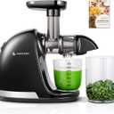 Cold Press Juicer Machines, AMZCHEF Slow Masticating Juicer with Reverse Function, High Juice Yield, Easy Clean with Brush, Recipes for High Nutrient Fruits and Vegetables, Black(Updated)