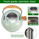 Tea Kettle Stovetop, 2.6 Quart cute teapot,loud whistle kettle, Food Grade Stainless Steel with Fold wood grain handle, Mint Green,With Anti Scald Towel