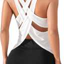 OYOANGLE Women's Open Back Workout Tops Racerback Athletic Loose Shirts Yoga Gym Clothes Sleeveless Running Tank Tops White Small