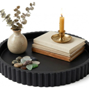 OAKOA Concrete Black Tray for Coffee Table  Round Black Decorative Tray for Table Decor  Bandejas Decorativas para La Sala  Coffee Table Centerpiece