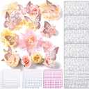 Hoteam Graduation Cap Decorations Kits Included Faux Flowers 3D Butterfly Stickers Self Adhesive Rhinestones Glitter Alphabet Letter Stickers for Grad Cap Topper DIY Craft Art Decor(Pink)