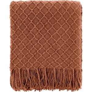 CREVENT Farmhouse Boho Knitted Throw Blanket for Couch Sofa Chair Bed Home Decoration, Soft Warm Cozy Light Weight for Spring Summer Fall (60''X80'' Caramel)