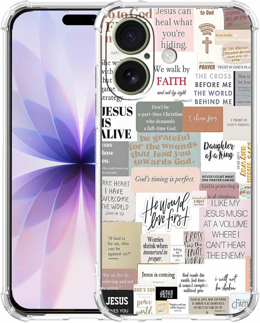 Bible Verses Christian Jesus Quotes Collage Pattern Phone Cover,Trendy Soft TPU Protective Case for iPhone 17,#5