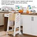Toddler Tower with Sliding Panel, 3-Level Adjustable Kitchen Stool,Sturdy