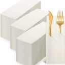Cindeer Paper Linen Dinner Napkin Disposable Air Laid Napkin Pre Folded Guest Hand Towel with Built in Flatware Pocket for Silverware Wedding(150 Pcs)