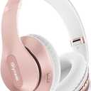 Glynzak Wireless Bluetooth Headphones Over Ear 65H Playtime HiFi Stereo Headset with Microphone and 6EQ Modes Foldable Bluetooth V5.3 Headphones for Travel Smartphone Computer Laptop Rose Gold