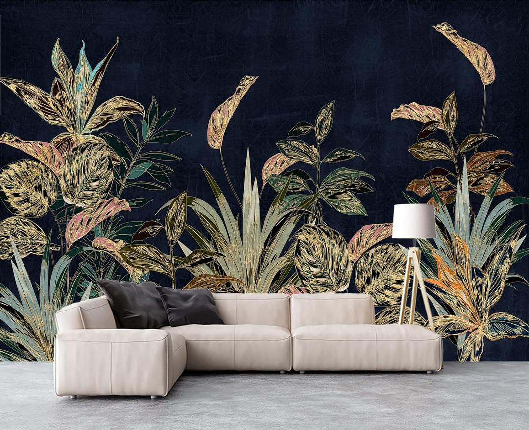 Tropical Plant Flowers and Leaves Wallpaper for Bedroom 178" x 117"