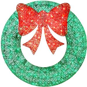 Best Choice Products 48in Pre-Lit Outdoor Christmas Wreath Decoration, LED Metal Holiday Decor for Home w/ 140 Lights, Bow - Green/Red