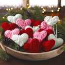 24 Pcs Valentines Day Ornaments Yarn Heart Ornaments Handmade Pink Red White Heart Love Fillers Tree Decorations Valentine Decorations for Christmas Tree Home Wreath Party Anniversary Decor