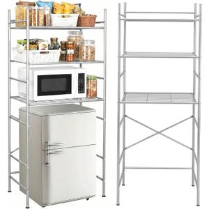 Wesiti 3 Tier Mini Fridge Shelf for Dorm Sliver Mini Microwave Stand | Over the Fridge Metal Storage Shelves Rack for College Dorms Kitchen Bathrooms Home Office, 23.62 x 19.69 x 84.25 inches