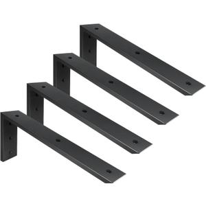 WINKER Countertop Support Bracket 4 Pack Heavy Duty 1/2" Thick Hidden L Shelf Bracket 18" x 8" x 2.5" Metal Corbels for Quartz/Granite/Wood/Concrete/Laminate Countertops, Black