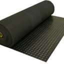 Rubber-Cal Diamond-Plate Rubber Flooring Roll - 3 mm x 4 ft x 7 ft Roll - Black