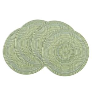 Winknowl Round Braided Placemats Set of 4 Washable Woven Heat Resistant Table Mats for Kitchen Dining Tables 15 inch Round Place Mats (Pea Green,4)