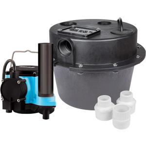 Little Giant WRSC-6 115-Volt, 1/3 HP, 2760 GPH Compact Under Sink Drainosaur Automatic Sump Pump/Basin System with 10-Ft. Cord, Black/Blue, 506065