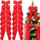 12 Pcs Large Red Christmas Bows for Tree Wreath Staircase 9 x 13 Inch Satin Christmas Tree Topper Decorative Bows Ornaments for Xmas Garland Fireplace Indoor Outdoor Holiday Party Decorations