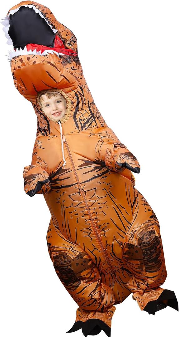 Lulu Home Inflatable T-Rex Costume for Boys Girls Dinosaur Themed Party Trick or Treat Activity (Small, Brown)