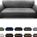 Couch Cover Leather Look 3 Seater Couch Sofa Cover 1-Piece Sofa Slipcover Stretch Furniture Protector with Elastic Bottom & Pockets(Sofa, Grey)