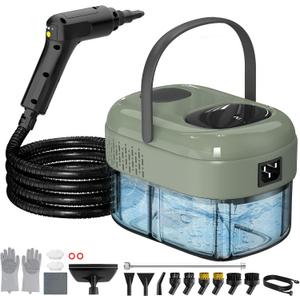 2500W Handheld Steam Cleaner, 3-Level Adjustable Steam Cleaner for Home with 21 Accessories, Multipurpose Portable Steamer Cleaning for Car,Floor,Furniture,Tile,Grout,Couch,Fast Heat-Up (Green)