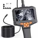 Single Lens Borescope, Ginocaco 4" IPS Endoscope Camera with Light, IP67 Waterproof Snake Camera with Semi-Rigid Cable for Automotive, Plumbers, HVAC(16.4Ft)