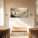 Jesus Walking on Water Canvas Wall Art Christian Walking With God Paintings Pictures Wall Decor Religious Bible Stories Printing Artwork for Living Room Bedroom Church Home Decoration Ready To Hang, 3,39ft x 19 inch